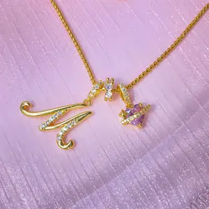 Hot-Selling Dopamine 26 English Alphabet Necklace for Girls, Light Luxury Niche High-End Pinyin Jewelry