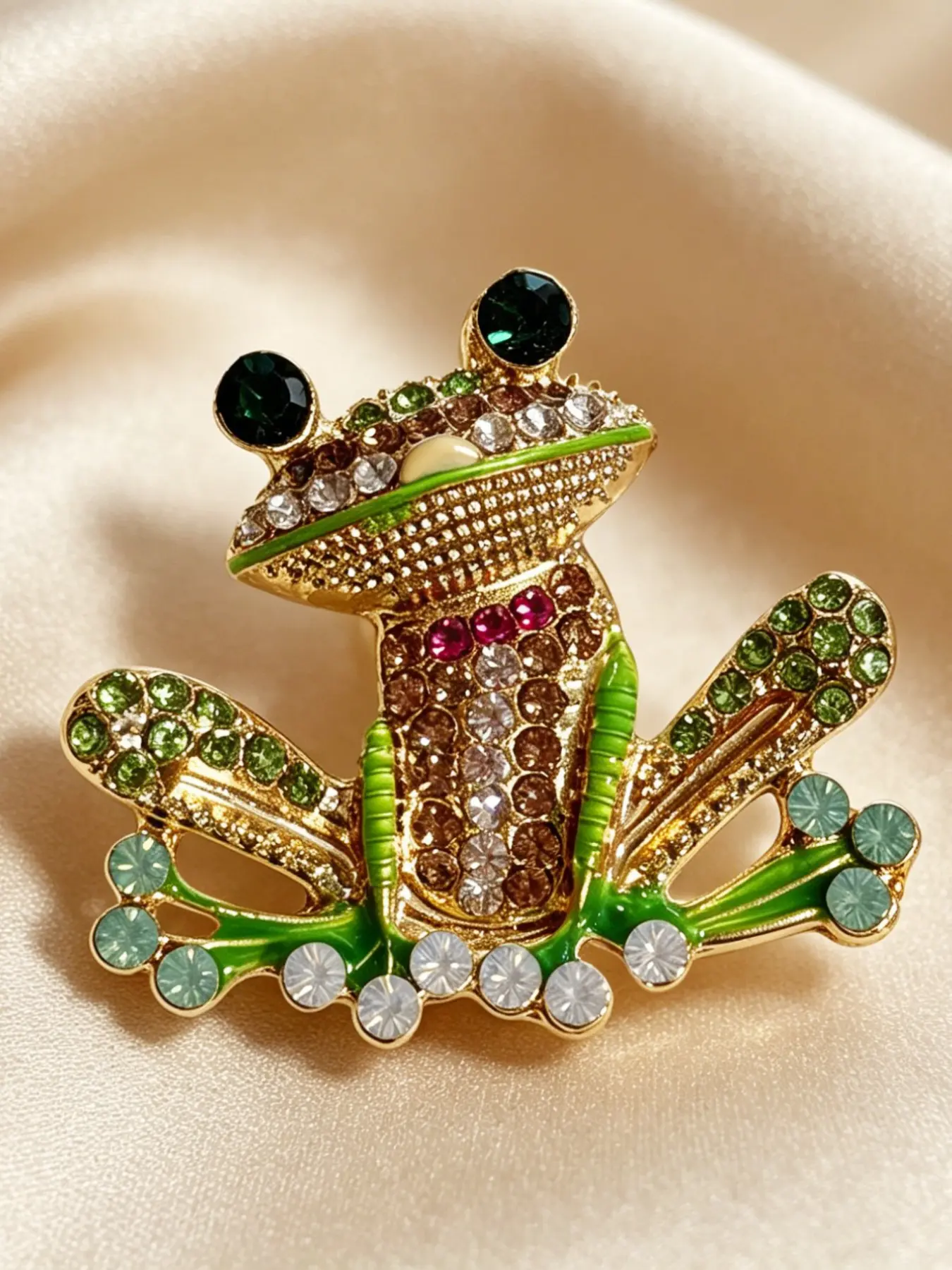 1 piece fashion cartoon colored rhinestone drop oil frog brooch, noble lady banquet party style clothing accessory, Elegant Brooch, Exquisite Brooch, Lapel Brooch, Brooch Pin