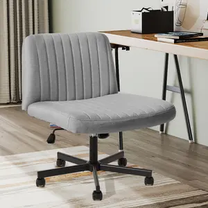 Criss Cross Chair, Extra Wide Armless Rolling Office Desk Chair with Wheels, Plus Size Viral Vanity Legged Chair, Bedroom Beige office gift christmas present gift