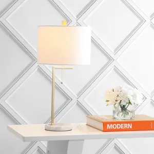 JONATHAN Y Alyssa Metal/Marble LED Table Lamp , for bedroom, living room, foyer, hallways, dining room, dorms