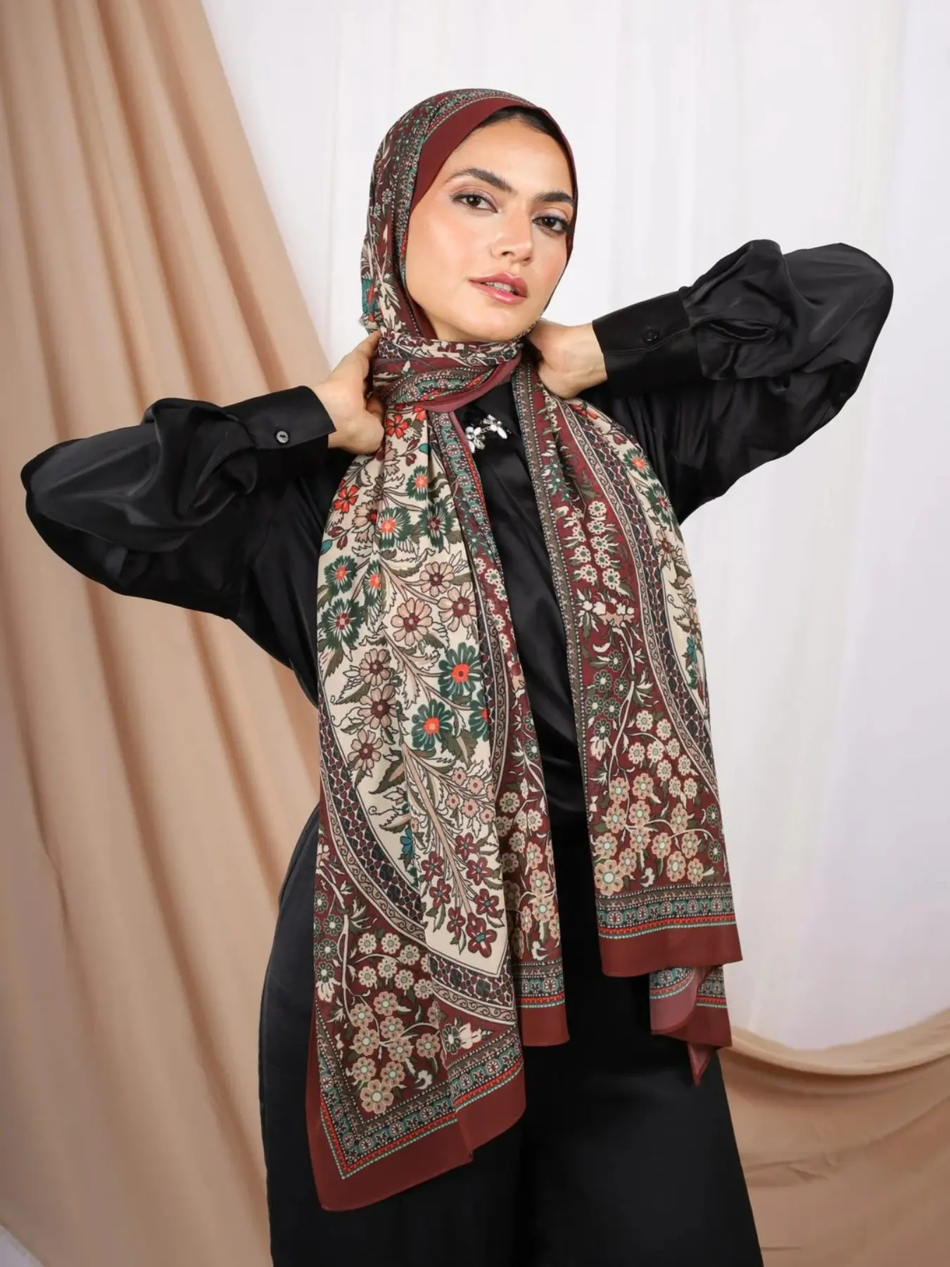 Women's Fashion Bohemian Style Scarf Polyester Muslim Headscarf Cover, Modesty, New Design, Stylish and Versatile Headscarf Accessory for All Occasions hijab