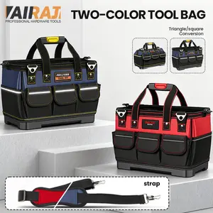 AIRAJ Best Sellers 17/20/23 Inch Tool Bag Thickened Hard Bottom Storage Bag with Wide Mouth Design 8 Pockets Reflective Strip Dual Use Handheld Shoulder Bag Heavy Duty Ballistic Nylon Tool Bag