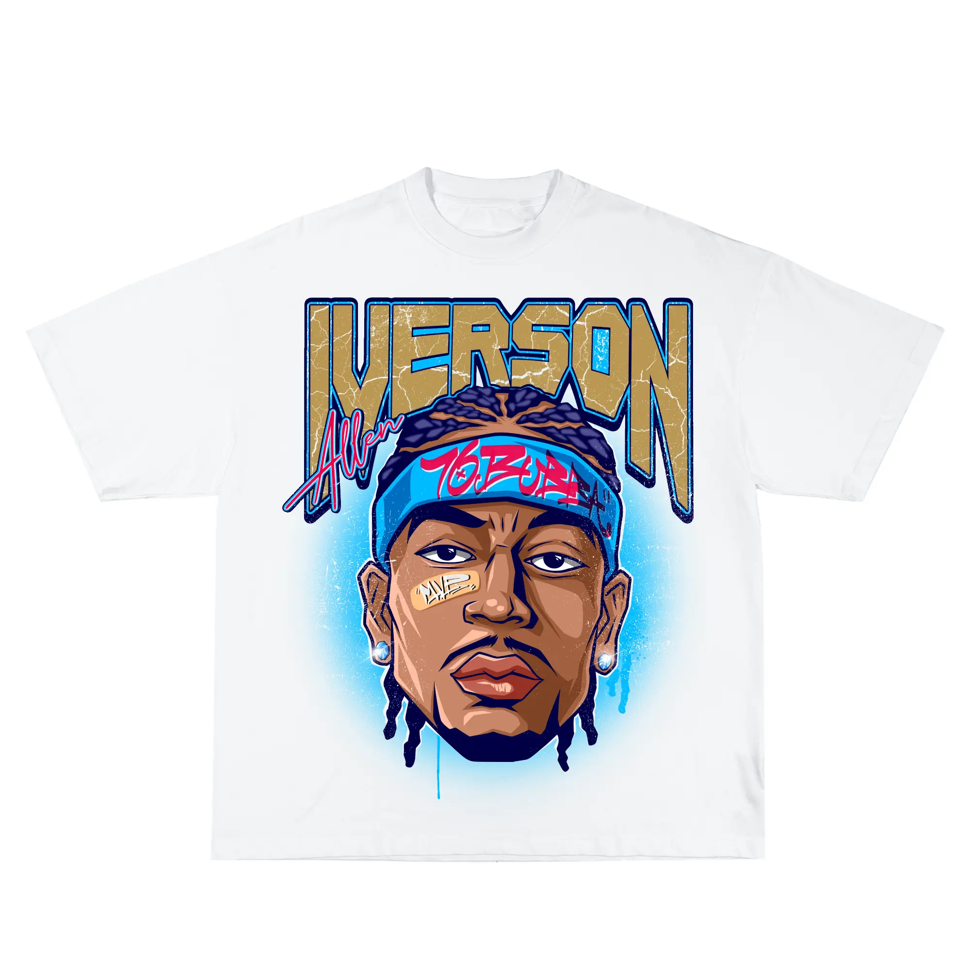 Allen Iverson Inspired Vintage Graphic T-shirt Heavy Cotton Tee Basketball 90 s Styled Shirt Hiphop Vibes Y2K Aesthetic Throwback Classic Big Face Celebrity Tee y2k unisex graphic versatile short sleeve  day gift shirt breathable summer casual loose fit c