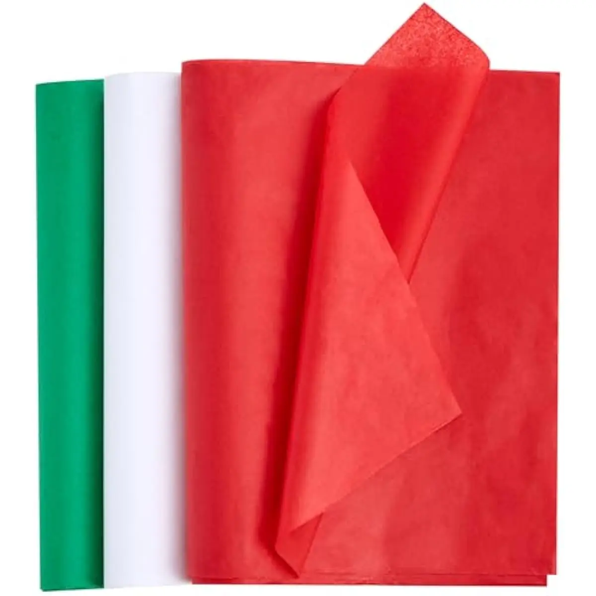 JOYIN 72 Sheets Christmas Tissue Paper Assortment (Red, Green & White) in 20" x 20" for Christmas Wrapping Tissue Paper, Party Supply