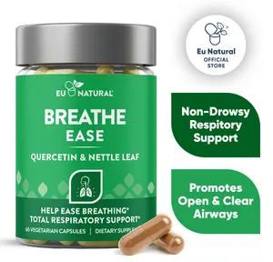 Eu Natural Breathe Ease Quercetin & Nettle Leaf Capsules - 60 Vegetarian Capsules for Total Respiratory, Healthy Breathing & Allergy Support - Clinically Validated Ingredients - 90-Day Satisfaction Guarantee