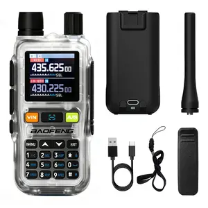 Baofeng UV-5R Mini 5W Handheld Rechargeable Walkie Talkie Wireless Copy Frequency Pocket Size Portable Bluetooth Phone APP Programming 999CH Type-C Charging Two Way Radio for Outdoor Traveling Emergency Survival Gear