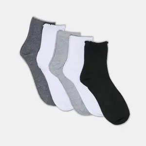 Dolce Vita 5 PACK LETTUCE EDGE ANKLET SOCKS WHITE GREY