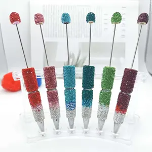 Luxurious Crystal Bead Ballpoint Pens Set, Metal Pen Body + Gemstone Cap, 11 Color Options, High-End Gift Office Stationery