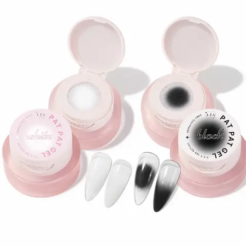 PAT PAT White & Black Gel for Ombre & Aura Nails 2.5g HEMA TPO Free Vegan Cruelty Free Versatile Nail Art Gel for Gradient Blends and Detailed Designs LTA NAILS