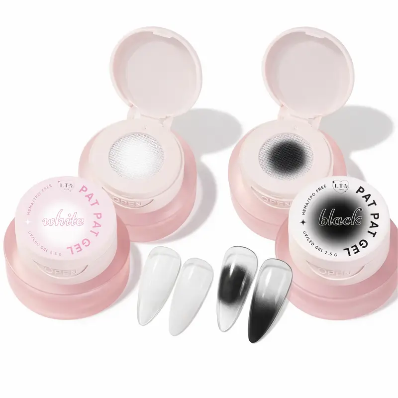 PAT PAT White & Black Gel for Ombre & Aura Nails 2.5g HEMA TPO Free Vegan Cruelty Free Versatile Nail Art Gel for Gradient Blends and Detailed Designs LTA NAILS