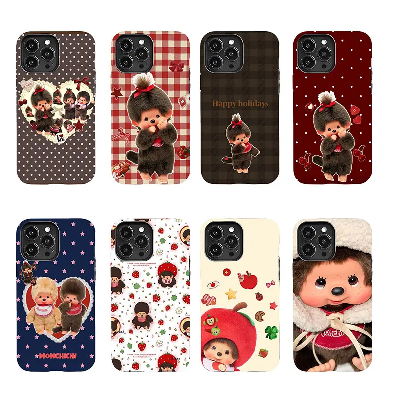 Cute Monchhichi Phone Case  Y2K Aesthetic Phone Cover Suitable for iPhone 17-11 Pro Max/Plus and  Samsung Galaxy S23-25