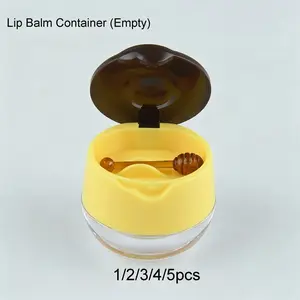 1/2/3/4/5/10pcs Lip Mask and Lip Balm Container, Reusable Cosmetic Sample Container, Screw Lid Mini Jar with Spoon, Portable and Refillable