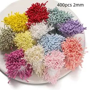 400pcs Handmade Dual-Head Matchstick Flower Center Artificial Flowers DIY Craft Supplies, Realistic Floral Decorative Accessories, Manual Hair Ornament Materials