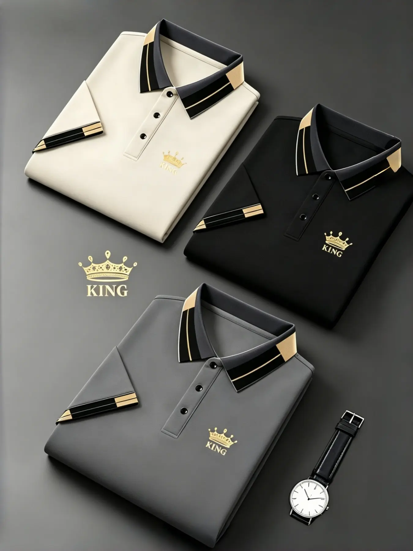 3-Pack Men's Premium Jacquard Collared Polo Shirts, Luxury Printed Short Sleeve Tops, Breathable Casual & Athletic Golf Tennis Training Business Shirts for Men, Breathable Summer Polos