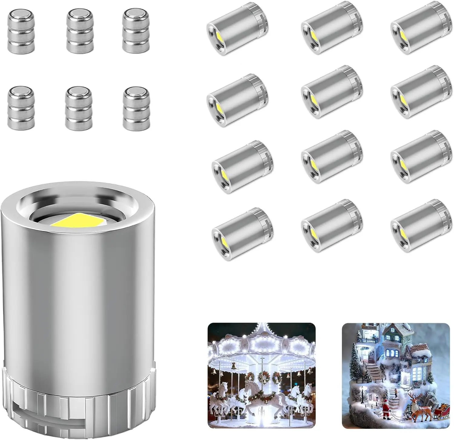 12 Pack Mini LED Lights, Cold White Small LED Light, Mini Spotlights for Displays, Wireless Small Spotlight Battery Powered, Dolou Light, Miniature Lights for Crafts, Party, Wedding