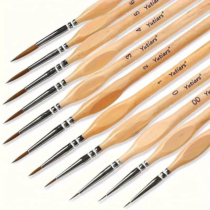 11 Pieces Fine Detail Paint Brush Miniature Painting Brushes Kit Mini Paints Brush Set for Acrylic, Watercolor, Oil, Face, Nail, Scale Model