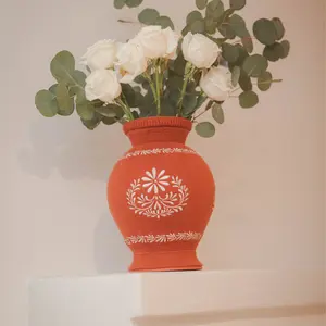 Stainless Steel Decorative Vase with Removable Textile Cover | Mexican-Inspired Home Decor