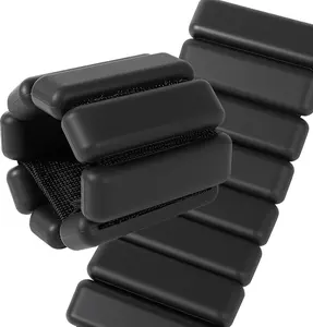 Adjustable Silicone Ankle Wrist Weights Wearable Arm Leg Weight Set for Yoga Pilates Walking Strength Training Black