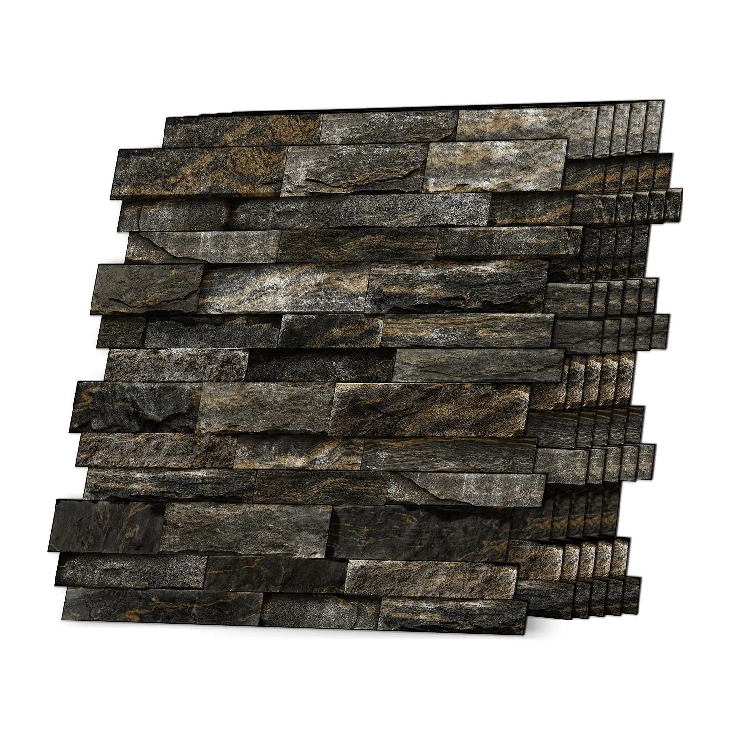 12 pieces per set Self-adhesive kitchen rear wall panel, retro special-shaped brick grain spliced 2D flat marble tile wall stickers, peel and stick PVC wall tiles for instant application, suitable for kitchen and bathroom, size 30.5*30.5CM