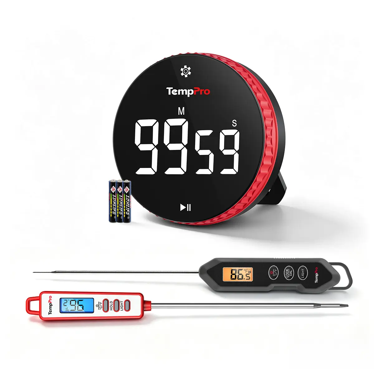 [Clearance Special] TempPro Digital Cooking Timer & Thermometer Set, 99:59 Countdown Display, 86.5°F Precision Measurement for Kitchen Use