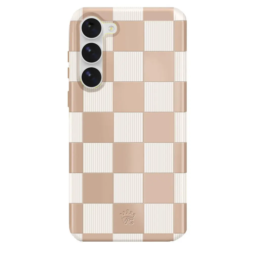 Velvet Caviar Nude Vibe Checker Samsung Phone Case - Shockproof Polycarbonate Protection Cover, Cute Stylish High-Quality Mobile Phone Casing Accessory