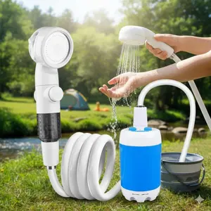 Portable USB Charging High Pressure Shower Pump, Camping Shower Head for Camping, Car Wash, Waterproof, Durable, Adjustable Spray, Ultra Lightweight, Quick Charge, Multi-Purpose Outdoor Cleaning Tool, Camping Showerhead