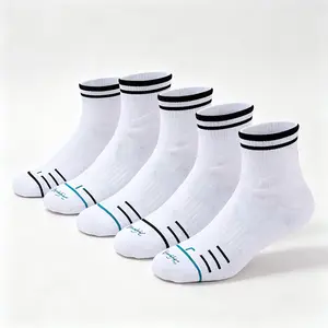 5 piece of Jingxin High Elastic Compression Cuff Socks - 3D Knit Snug Fit Athletic Socks with Arch Support,Odor Resistant,Moisture Wicking