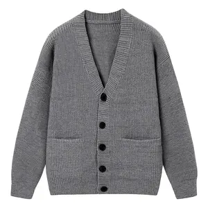 Autumn Knitted Cardigan Men's Trendy Casual Sweater Jacket, Youthful Versatile Solid Color Long Sleeve Top, Men's Everyday Comfortable Soft Warm Versatile Long Sleeve Sweater Cardigan