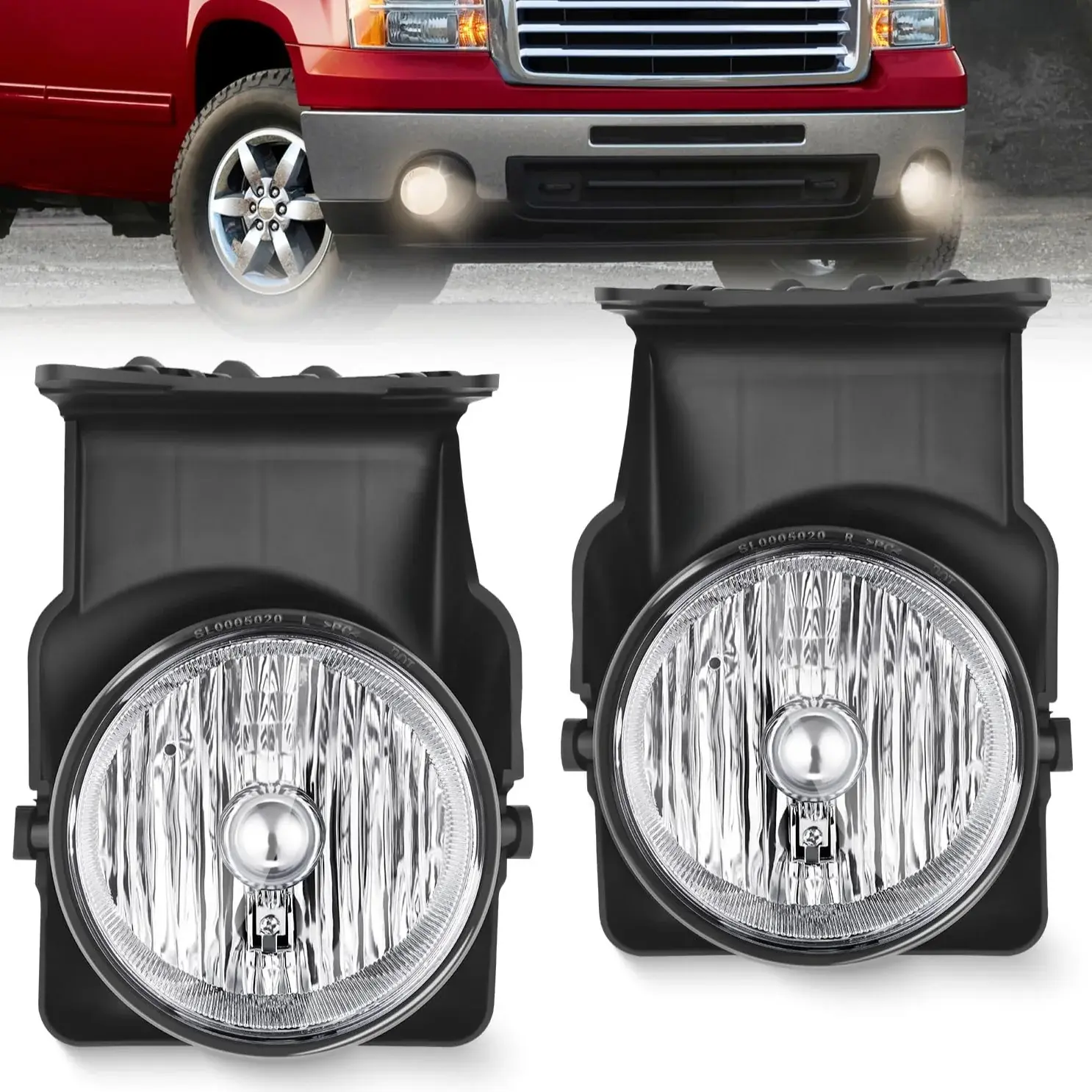 Nilight Glass Waterproof Warm Car Lighting Replacement Fog & Offroad Driving Light Assembly for 2003-2009 GMC Sierra Trucks - 1500, 1500HD, 2500, 2500HD, 3500, 2007 Sierra Classic