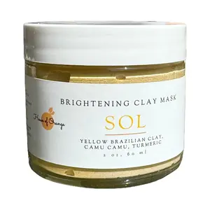 Sol Brightening Clay Mask - 60g Yellow Brazilian Clay & Camu Camu - Hydrating & Antioxidant-Rich for Radiant Skin - 2 oz