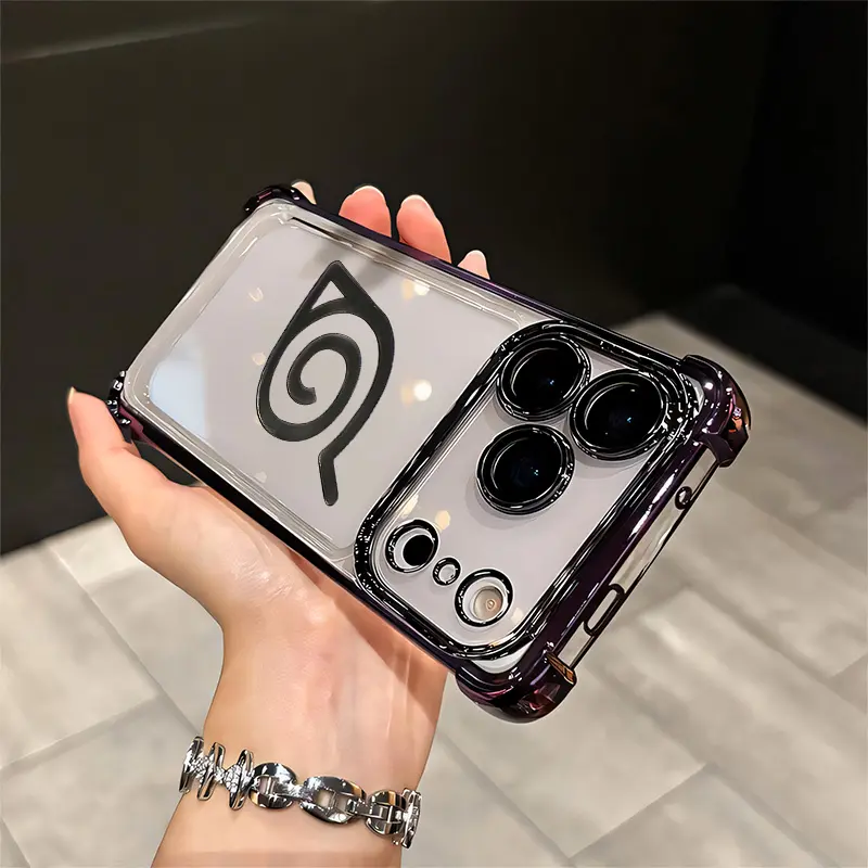 Naruto Leaf Village Symbol Viral Naruto Konoha Anime Leaf Konoha Graphic Design For IPhone 17 16 15 14 13 12 11 PRO PLUS MAX AIR Four-corner Drop-proof Transparent Casual Soft Silicone Phone Case Perfect Gift Q96Colorful Case Cute Phone Cover