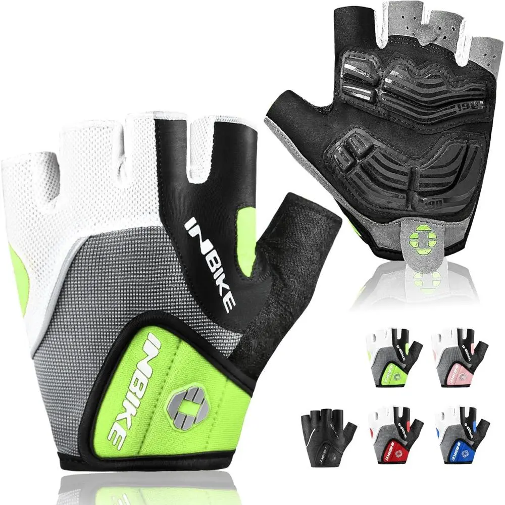 Unisex 5mm Palm Padded Half Finger Gloves - Mesh Fabric, Hook-Loop Wrist, Touchscreen Safe, Adult 1-Size, Pain Relief Winter Sports Gear for Bike & Gym Exercises