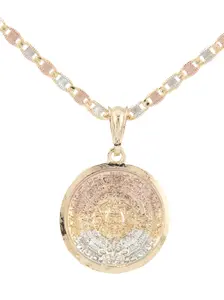 Beautiful Aztec Calendar Pendant in Gold Plated with 18 20 or 24 Inch Chain for Stylish Jewelry