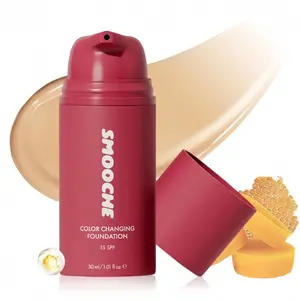 Smooche Color Changing Foundation - Skin Tone Adapting Liquid Foundation for Women, Self Adjusting Natural Finish, Blurs Imperfections & Fine Lines, SPF 15, All Skin Types, 1.01 Fl Oz