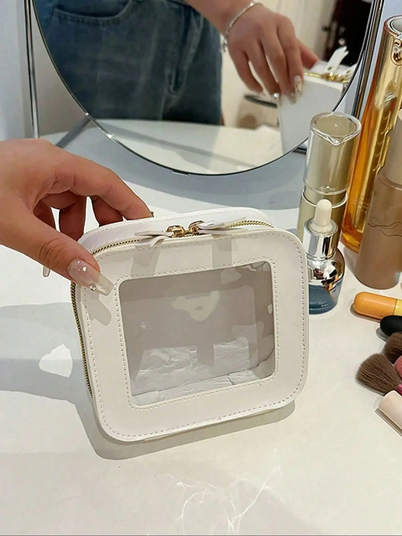 Transparent Mini Makeup Bag, Cosmetic Pouch, Wallet Style, Waterproof Zipper Pouch, Travel Essential, Student Daily Use, Perfect Gift for Friends, Cosmetic Bags