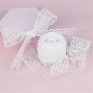 10M Lace Trim Ribbon, 1 Count Simple Flower Pattern Lace Trim, Decorative Lace Trim for Sewing Party Wedding, DIY Crafts, Embroidered Lace Trim