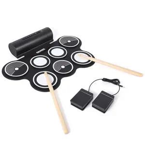 Garvee Electronic Drum Set with 7 Practice Pads and Built-In Speaker, Portable Roll-Up Drum Kit Machine, Ideal Instrument Set for Beginners and Holiday Gifts