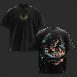 "The Masked Tyrant" Doom MCU Edition Double Printed Oversize Lightweight Acid Washed Tee TV Series Graphic Design Top Cotton Streetwear Comic Superheroes T-Shirt Clothes Menswear Womenswear Round Neck Black