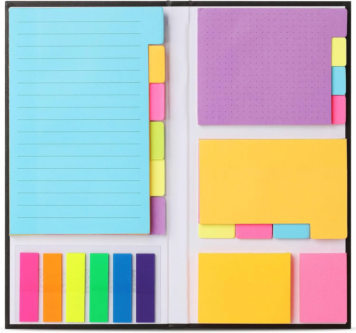 High Quality Neon Sticky Note Index Tabs & Dividers Set, 410-Pack with Dotted Notes & Bookmark Functionality, Office Stationery for Calendar Use