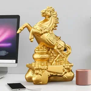 Gold Horse Statue Lucky Decoration, Durable Resin Material, Home Office Decor, Spring Festival Good Luck Ornament, Sculpture