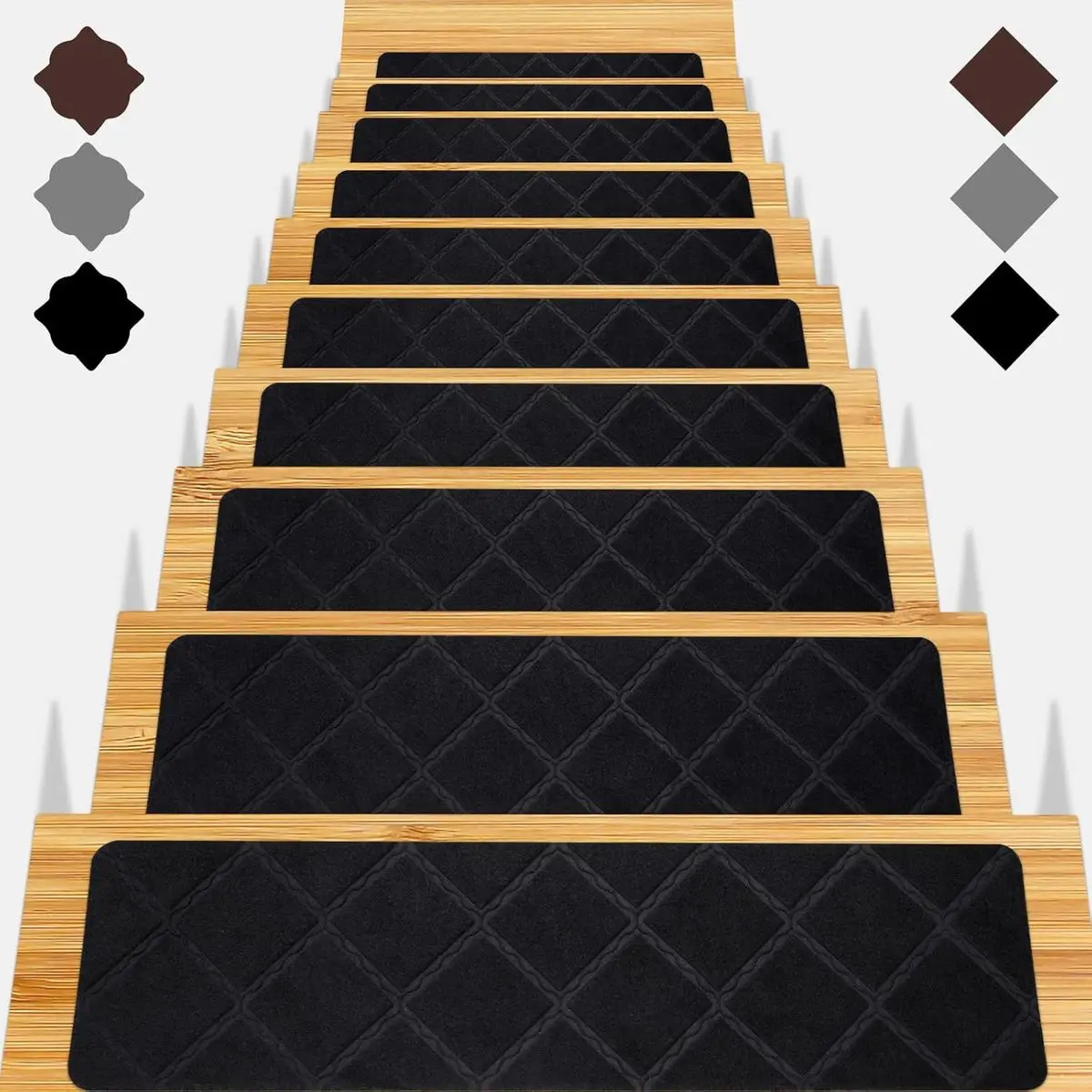 Stair Treads for Wooden Steps 15pcs - 8x30in Carpet Stairs Runner Indoor Non-Slip Stair Mats for Kids Elders and Pets| Indoor Stair Mats for Kids Elders and Pets