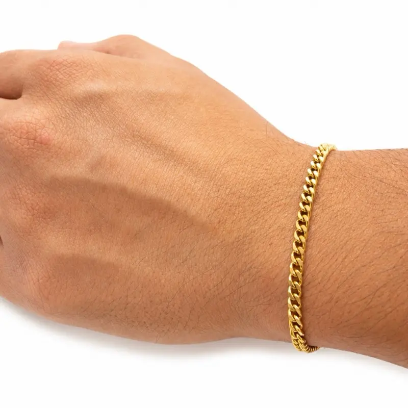 Premium Stainlerss Steel Thin Curb Chain Bracelet, Solid Link Design, Ideal for Casual Wear