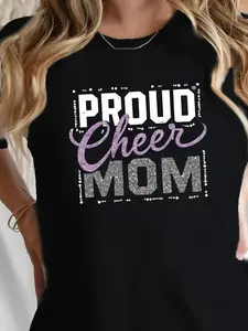 Wo Proud Cheer Mom T-Shirt Comfort Fit Crew Neck T