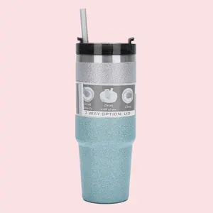 30 Oz Stainless Steel Vacuum Insulated Tumbler with Straw, Leak-Proof Lid Coffee Mug, Gradient Camouflage Design, Fashionable cup for Students and Travelers, Flasks