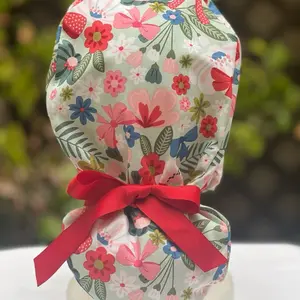 Flowers and bows scrub caps