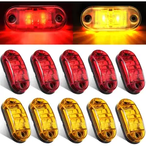10Pcs 2.5 Inch LED Trailer Lights 2 Diode LED Trailer Side Marker Oval Signal Running Lights for Truck Boat Rv(Amber, Red) - Home Improvement.