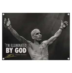 Charles Oliveira Do Bronx Quote Flag UFC Inspired Fight Night Wall Flag Combat Sports Banner for Bedroom Octagon Gym Decor Gift for UFC fans MMA Fans