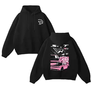 SRT Hellcat Pink Muscle Car Street Racing Power Hoodie, Street Graphic Racing Pullover, Gift For Her and Him