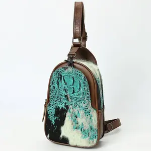 ADBG1538 Gator Embossed Hair-On Leather Sling Bag - Bold Western Crossbody