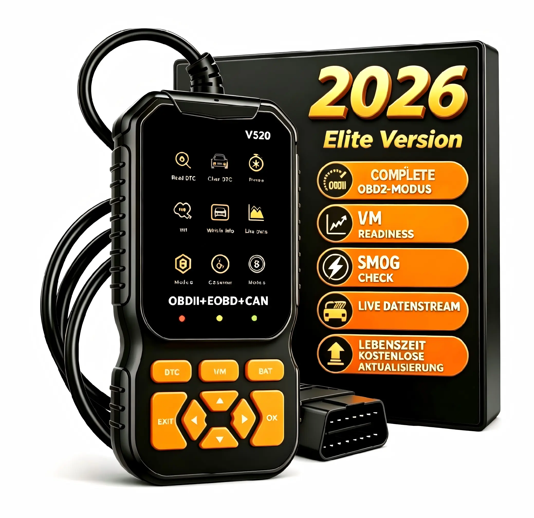 Professional OBD Fault Code Reader for Auto Repair, Car Engine Malfunction Indicator Light Detector, Real-Time Data Stream